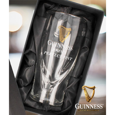 Official Guinness 20oz Pint Glass With Engraving and Gift Box